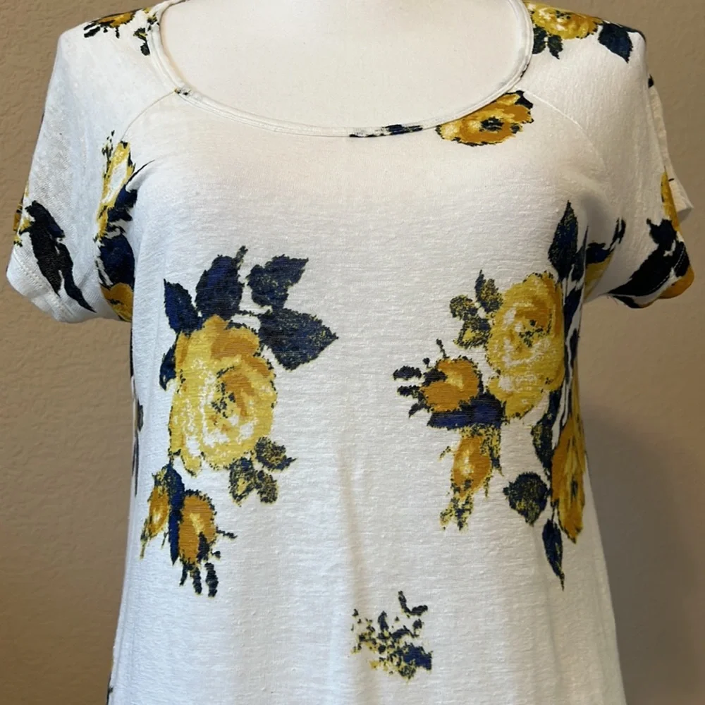 Lucky Brand Linen Blend Short Sleeve Floral Tunic - Picture 3 of 12
